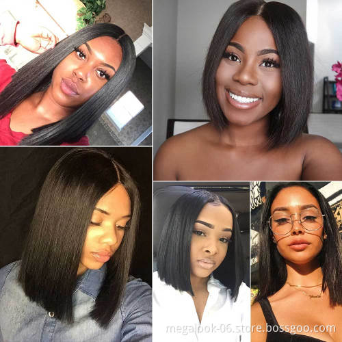 Cheap Brazilian Real 8 Inch Straight Remy Human Hair Short Bob Lace Front Wig